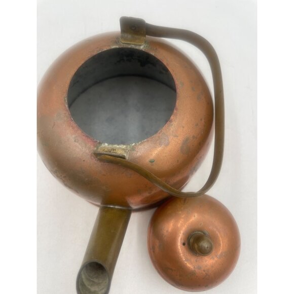 Antique Copper Kettle Lid & Brass Spout Handle Coppercraft Guild/Taunton Maine - Picture 5 of 8